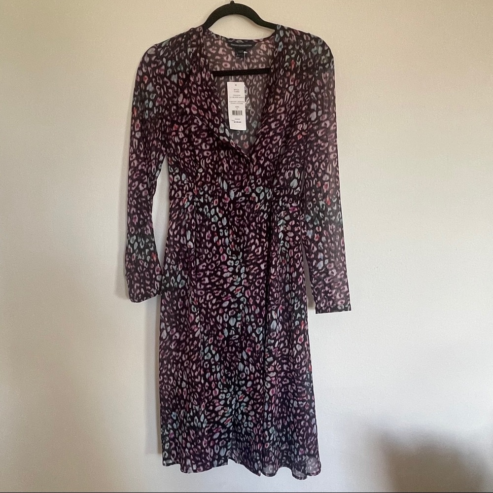 NWT French Connection Leopard Chiffon Dress